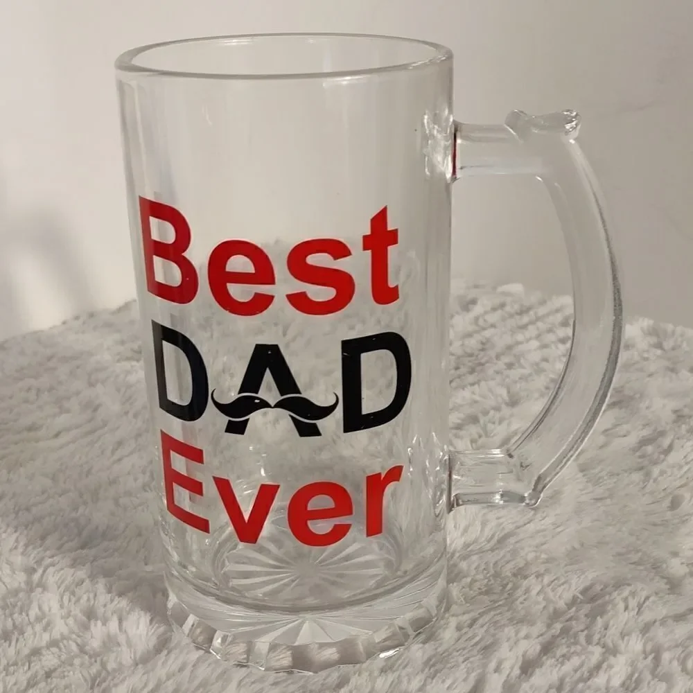 Best Dad Ever Clear Glass Beer Mug